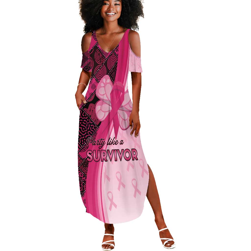 Breast Cancer Awareness Summer Maxi Dress Think Pink - African Pattern - African Pride