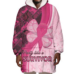 Breast Cancer Awareness Wearable Blanket Hoodie Think Pink - African Pattern - African Pride