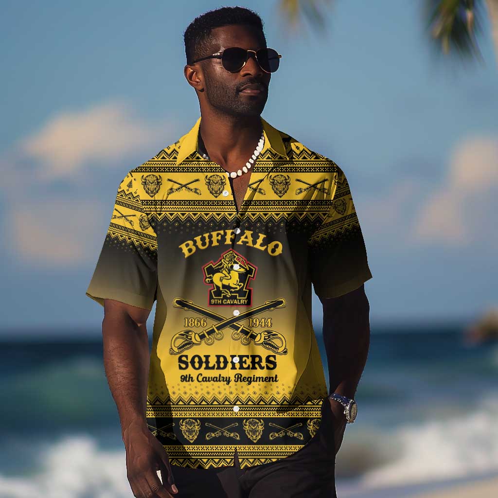 Afro Christmas Buffalo Soldiers Hawaiian Shirt 9th Cavalry Regiment - African Pride