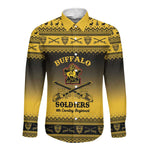 Afro Christmas Buffalo Soldiers Long Sleeve Button Shirt 9th Cavalry Regiment - African Pride