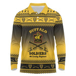 Afro Christmas Buffalo Soldiers Long Sleeve Polo Shirt 9th Cavalry Regiment - African Pride