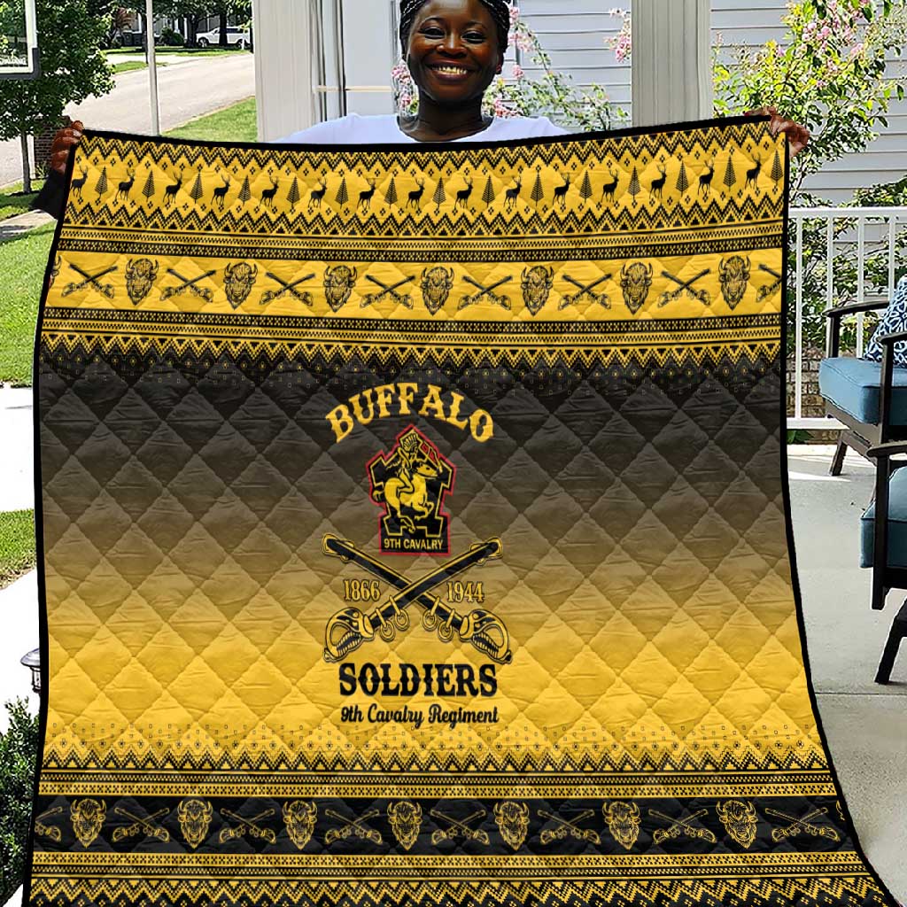 Personalized Afro Buffalo Soldiers Quilt Bed Set BSMC United States Army Black LT14 main image 0