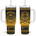 Afro Christmas Buffalo Soldiers Tumbler With Handle 9th Cavalry Regiment - African Pride