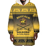 Afro Christmas Buffalo Soldiers Wearable Blanket Hoodie 9th Cavalry Regiment - African Pride
