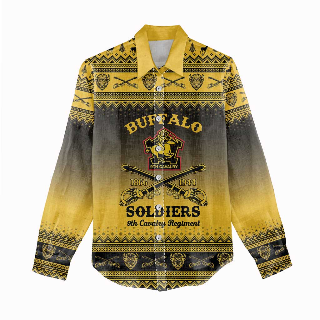 Afro Christmas Buffalo Soldiers Women Casual Shirt 9th Cavalry Regiment - African Pride