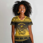 Afro Christmas Buffalo Soldiers Women V-Neck T-Shirt 9th Cavalry Regiment - African Pride