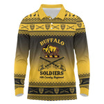 Afro Christmas Buffalo Soldiers Long Sleeve Polo Shirt 10th Cavalry Regiment - African Pride