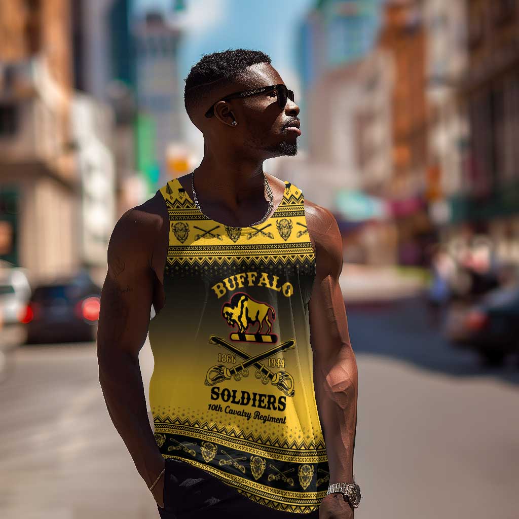 Afro Christmas Buffalo Soldiers Men Tank Top 10th Cavalry Regiment - African Pride
