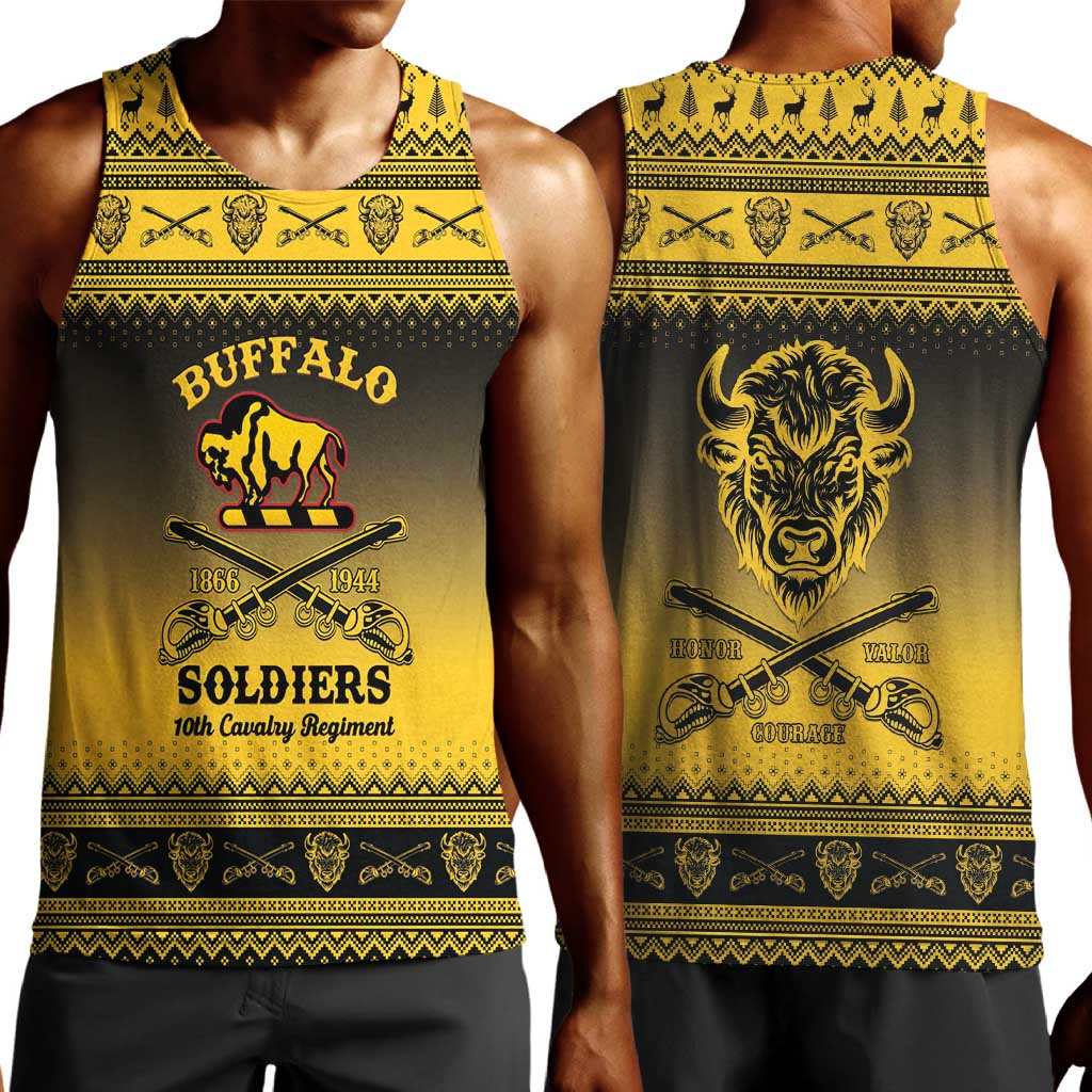 Afro Christmas Buffalo Soldiers Men Tank Top 10th Cavalry Regiment - African Pride