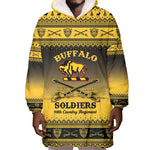 Afro Christmas Buffalo Soldiers Wearable Blanket Hoodie 10th Cavalry Regiment - African Pride