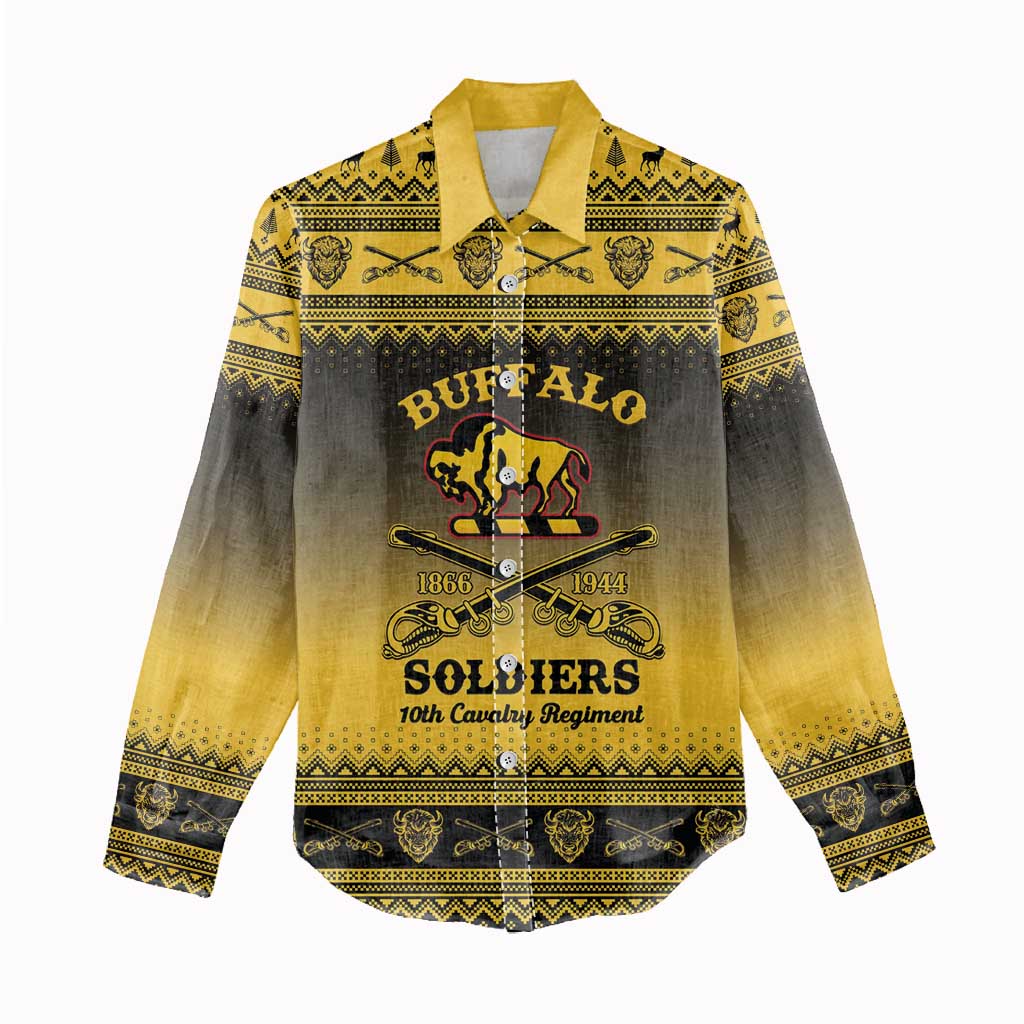 Afro Christmas Buffalo Soldiers Women Casual Shirt 10th Cavalry Regiment - African Pride