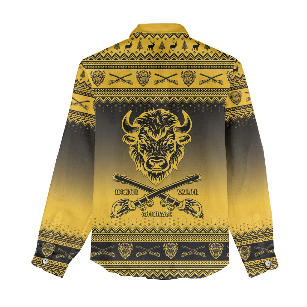 Afro Christmas Buffalo Soldiers Women Casual Shirt 10th Cavalry Regiment - African Pride