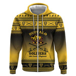 Afro Christmas Buffalo Soldiers Zip Hoodie 10th Cavalry Regiment - African Pride