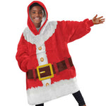 Black Santa Costume Kid Wearable Blanket Hoodie Christmas Holiday Cosplay - African Pride