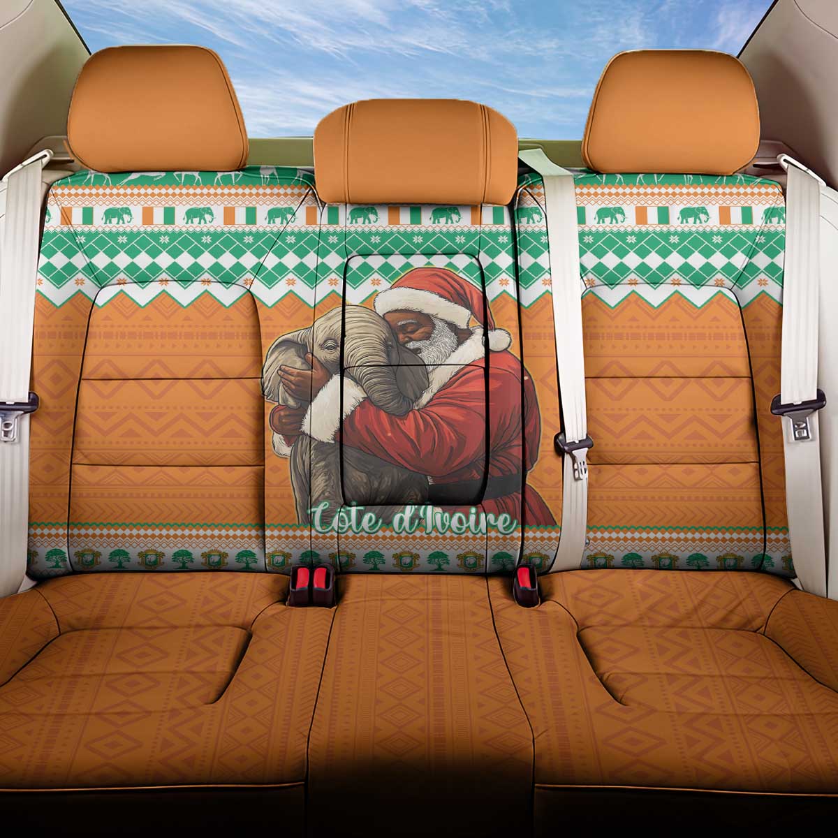 Afro Ivory Coast Christmas Back Car Seat Cover Black Santa Afishapa - African Pattern