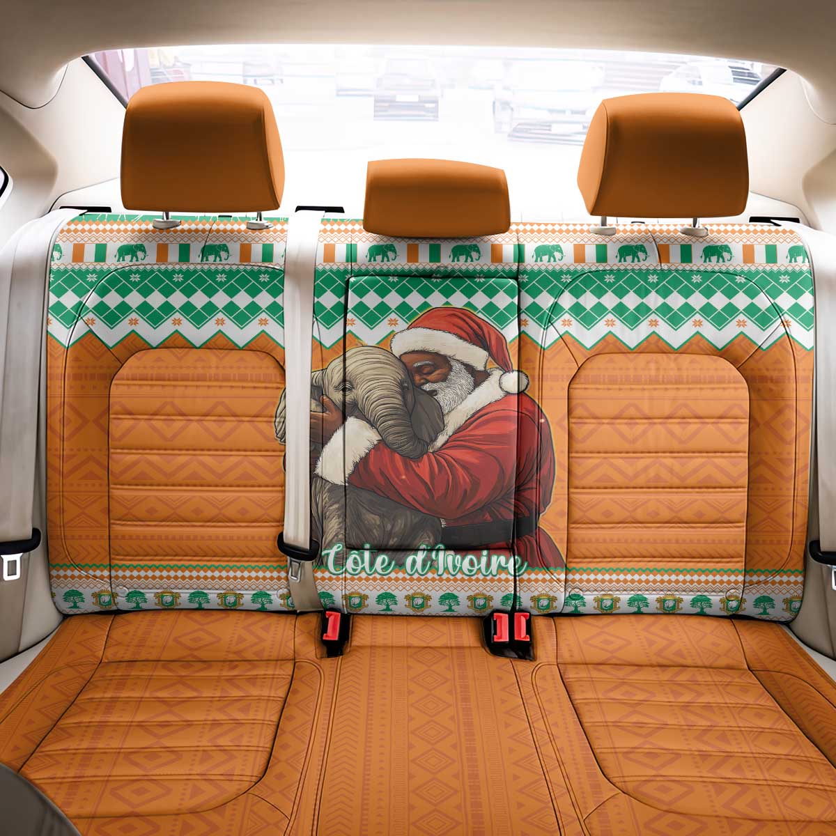 Afro Ivory Coast Christmas Back Car Seat Cover Black Santa Afishapa - African Pattern