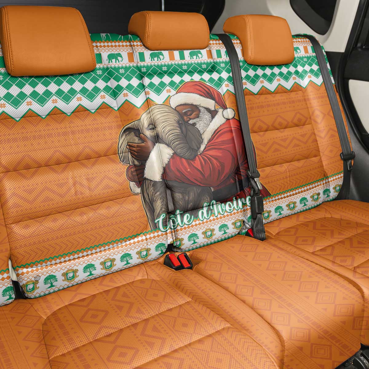 Afro Ivory Coast Christmas Back Car Seat Cover Black Santa Afishapa - African Pattern