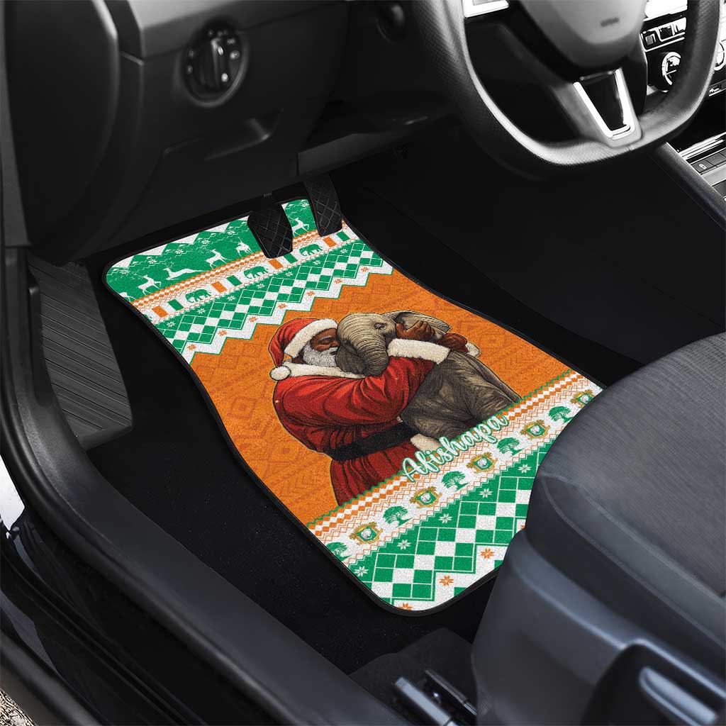 Afro Ivory Coast Christmas Car Mats Black Santa Afishapa - African Pattern