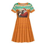 Afro Ivory Coast Christmas Kid Short Sleeve Dress Black Santa Afishapa - African Pattern