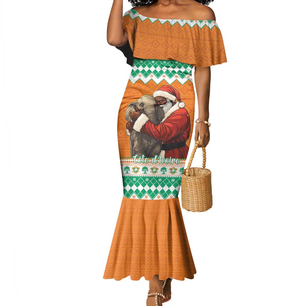 Afro Ivory Coast Christmas Mermaid Dress Black Santa Afishapa - African Pattern