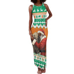 Afro Ivory Coast Christmas Tank Maxi Dress Black Santa Afishapa - African Pattern