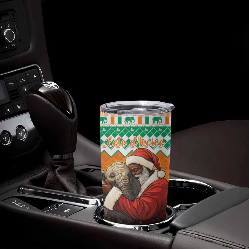 Afro Ivory Coast Christmas Tumbler Cup Black Santa Afishapa - African Pattern