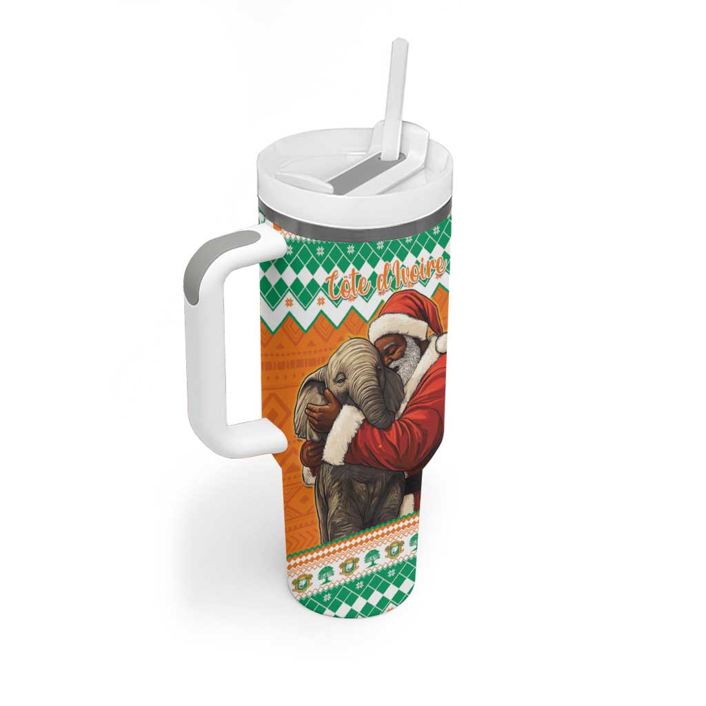 Afro Ivory Coast Christmas Tumbler With Handle Black Santa Afishapa - African Pattern