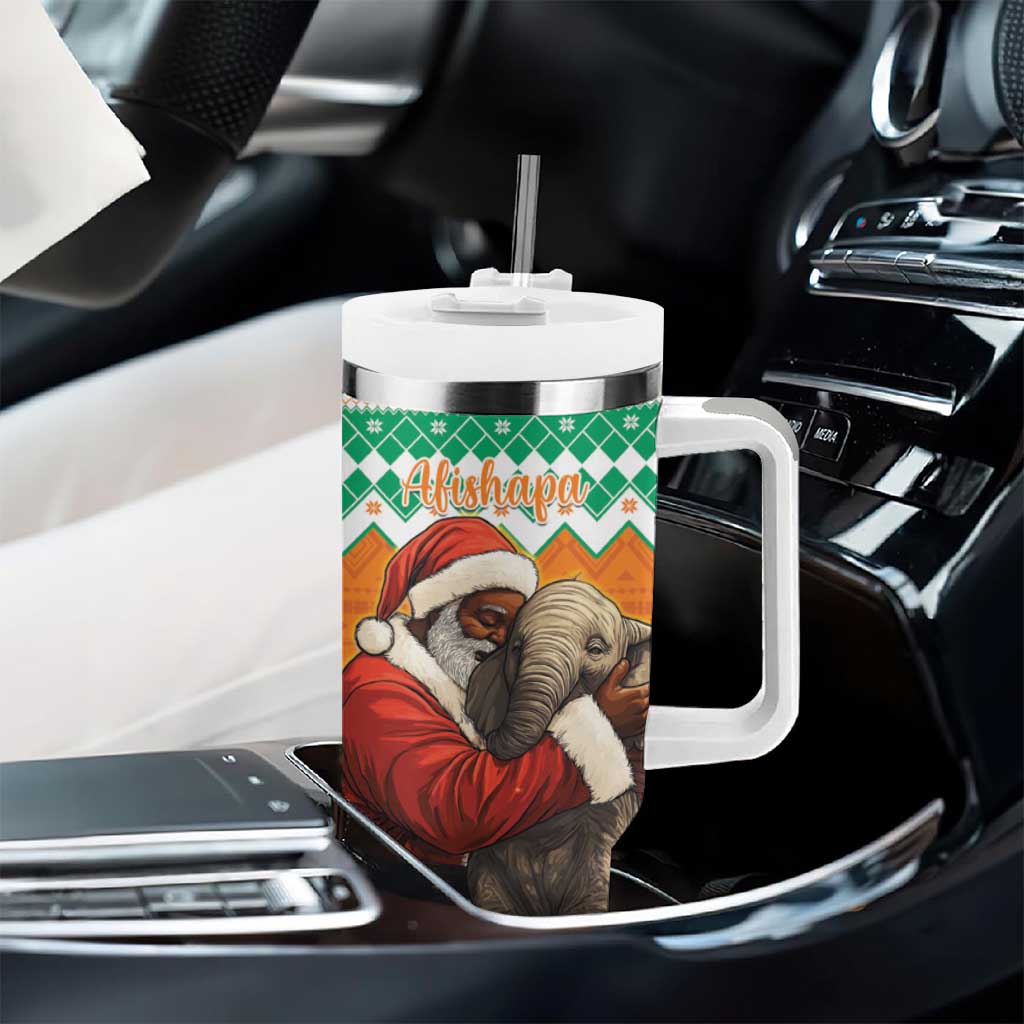 Afro Ivory Coast Christmas Tumbler With Handle Black Santa Afishapa - African Pattern