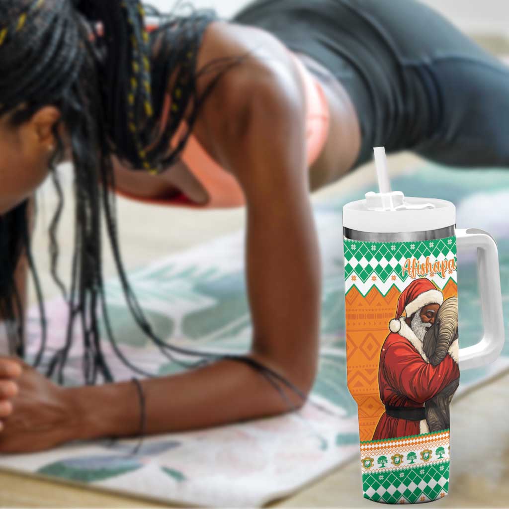 Afro Ivory Coast Christmas Tumbler With Handle Black Santa Afishapa - African Pattern