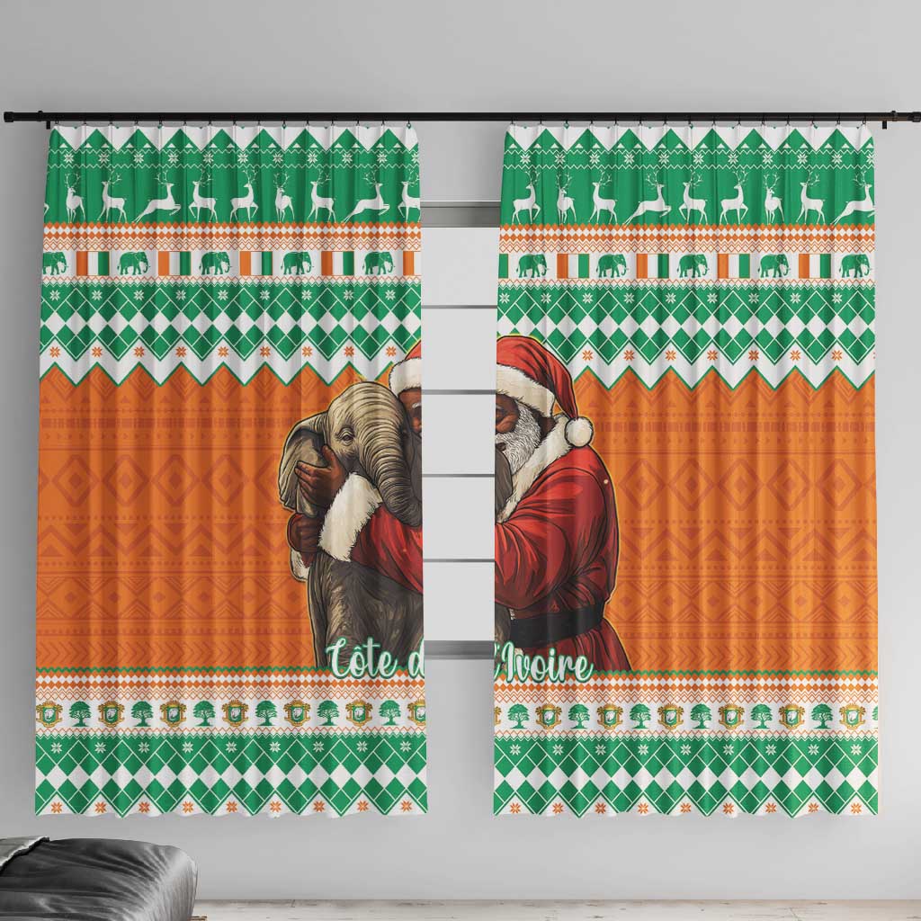 Afro Ivory Coast Christmas Window Curtain Black Santa Afishapa - African Pattern