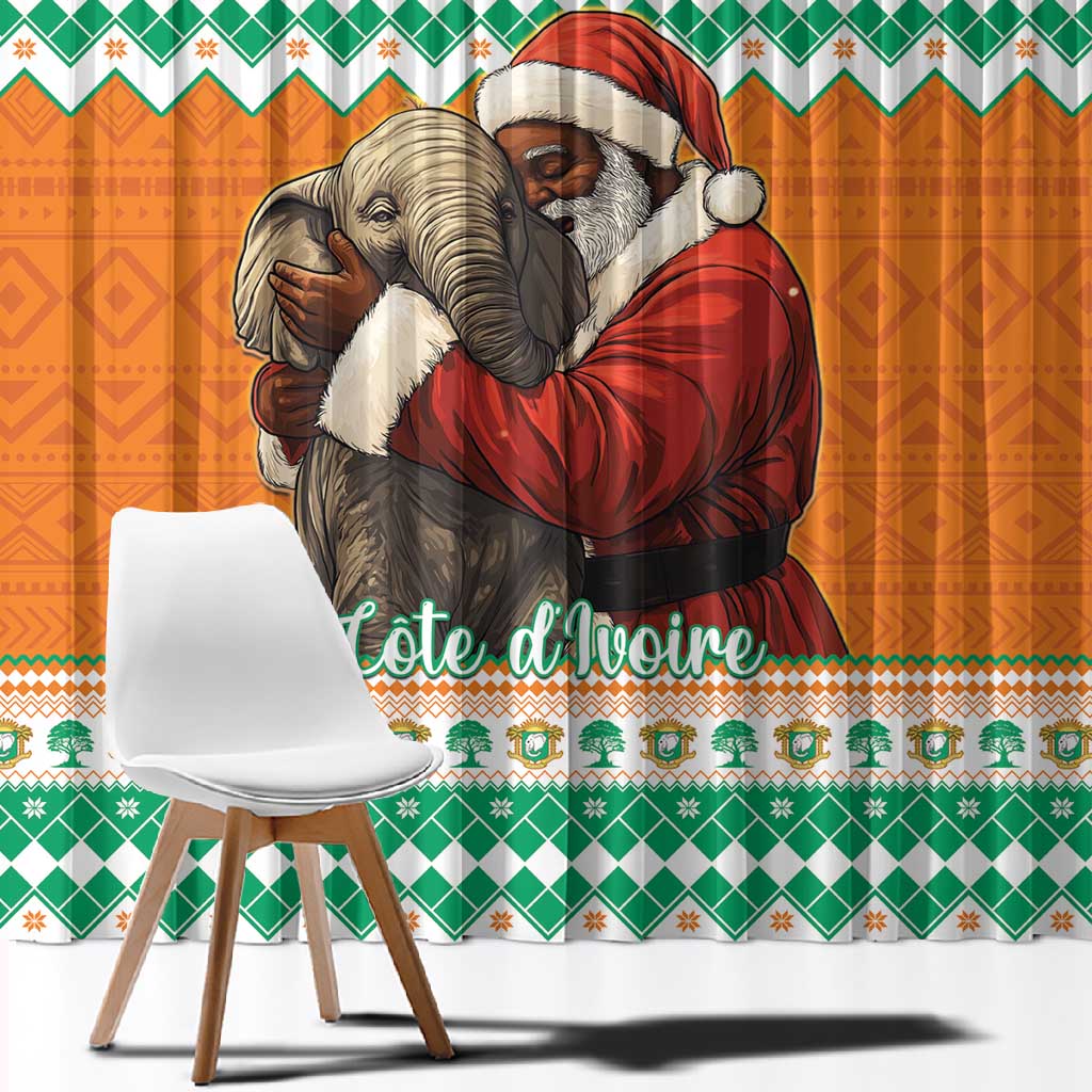 Afro Ivory Coast Christmas Window Curtain Black Santa Afishapa - African Pattern
