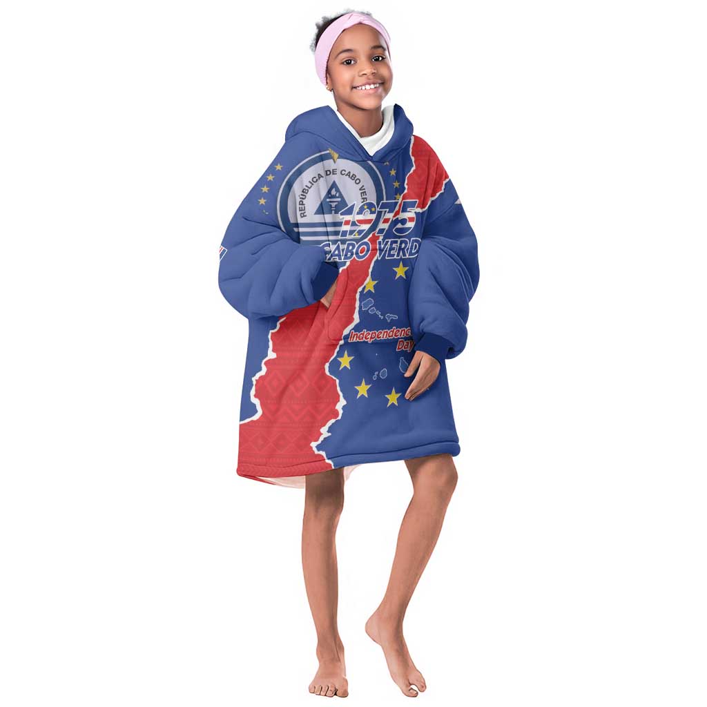 Happy Cabo Verde Kid Wearable Blanket Hoodie 50th Anniversary of Independence