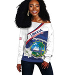 Personalized Happy Liberia Independence Day Off Shoulder Sweater