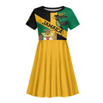 Happy Jumieka Independence Day Kid Short Sleeve Dress Coat Of Arms Flag Style