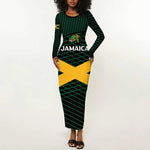 Jamaica Rugby Custom Long Sleeve Bodycon Dress Go Champions