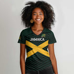 Jamaica Rugby Custom Women V-Neck T-Shirt Go Champions