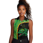 Jamaica Rugby Custom Women Sleeveless Polo Shirt Go Champions - Pineapple Pattern