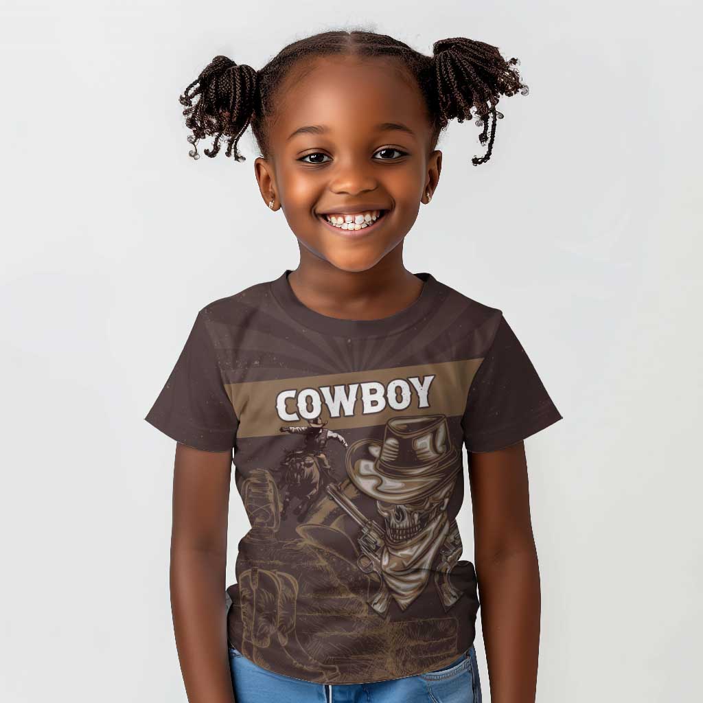 Personalised Skull Cowboy Kid T shirt Wild West Reborn