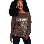Personalised Skull Cowboy Off Shoulder Sweater Wild West Reborn