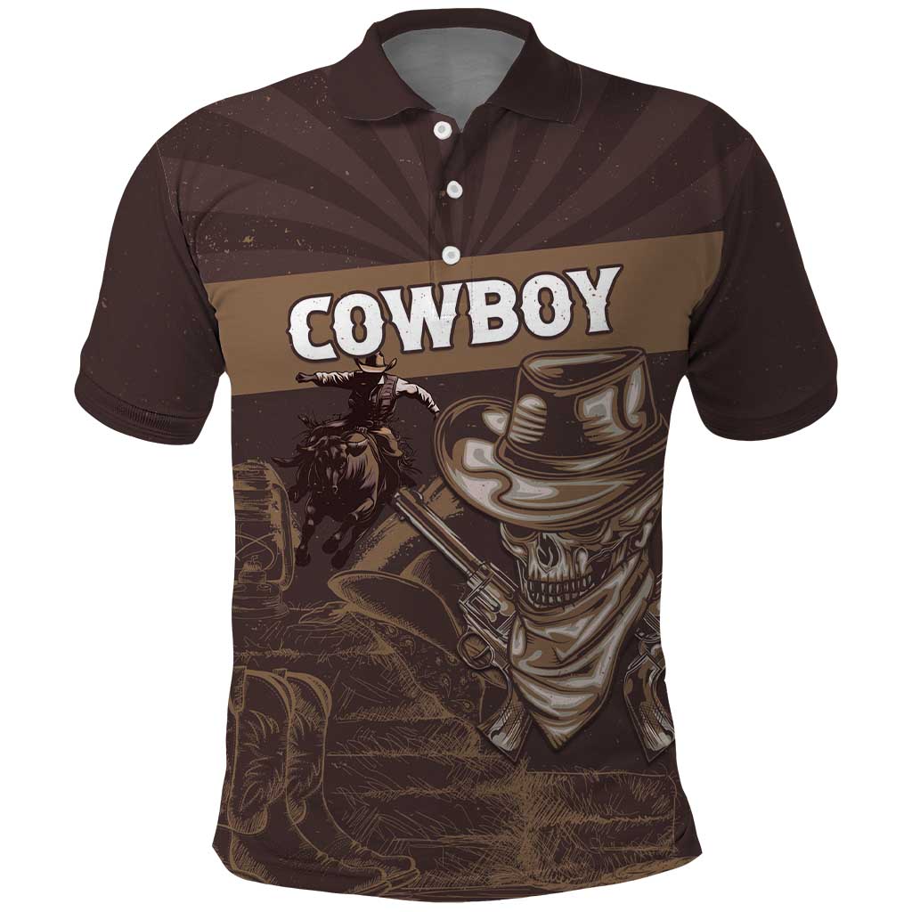 Personalised Skull Cowboy Polo Shirt Wild West Reborn