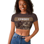 Personalised Skull Cowboy Raglan Cropped T shirt Wild West Reborn