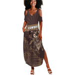 Personalised Skull Cowboy Summer Maxi Dress Wild West Reborn
