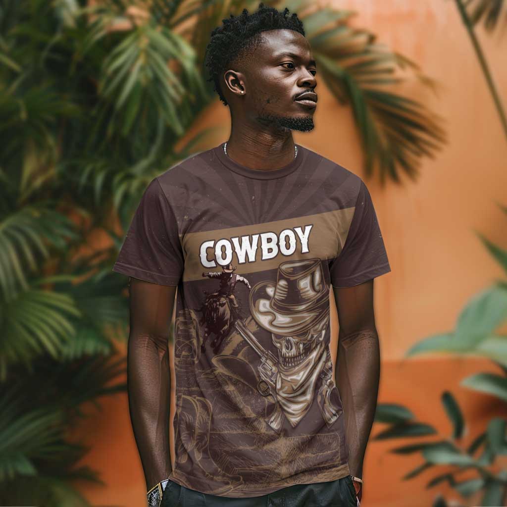 Personalised Skull Cowboy T shirt Wild West Reborn