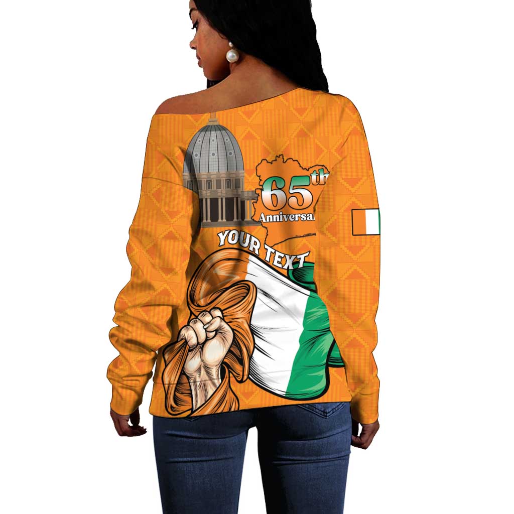 Personalised Happy Cote dIvoire Off Shoulder Sweater 65th of Independence Day