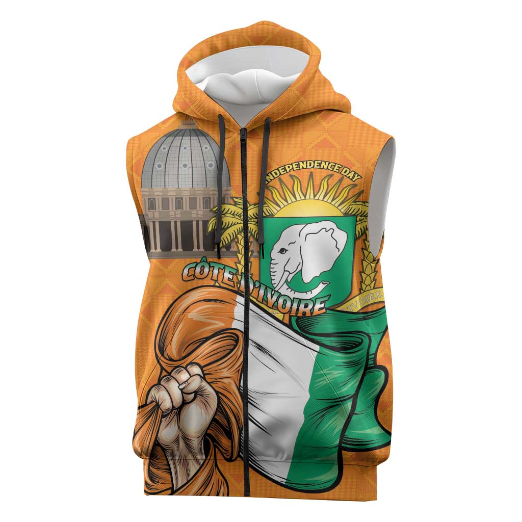 Cape Verde Independence Day Sleeveless Zip Hoodie Gerbera Daisy Pattern LT01 main image 1