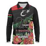 Personalized Libya Long Sleeve Polo Shirt February 17th Revolution - African Pride