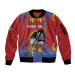 Personalized Umhlanga Reed Dance Sleeve Zip Bomber Jacket Eswatini Heritage - African Pride