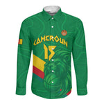 Custom Cameroon Basketball Long Sleeve Button Shirt Go Indomitable Lions - African Pride