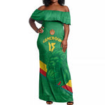 Custom Cameroon Basketball Off Shoulder Maxi Dress Go Indomitable Lions - African Pride
