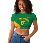 Custom Cameroon Basketball Raglan Cropped T shirt Go Indomitable Lions - African Pride